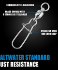 20 Pack Ball Bearing Snaps Swivels Duo Lock Pro Grade Stainless Steel Fishing Tackle Connectors For Saltwater And Freshwater, stainless steel snap swivel