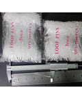 2000 Piece Bulk Clear Plastic Hang Tag Fasteners With Quick Snap Security Loops For Retail Stores No Sweat Setup Durable Polypropylene Price Pins 3 Inch 5 Inch Straight Up Apparel Hanging Kit displayed in bags with a ruler.