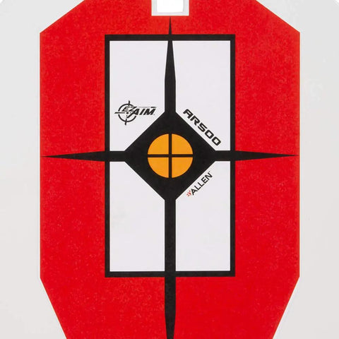 IPSC Silhouette Target On AR500 Steel For Rimfire And Centerfire Pistols 9 Inch Wide By 14.875 Inch High White Red Black Durable Target