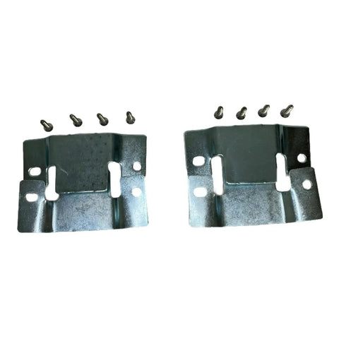 Universal Sectional Sofa Interlocking Connector Set Easy Install Silver Metal Clips For Modular Couches 2 Pack shown with screws