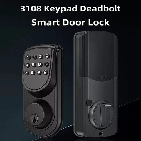 Keyless Entry Door Lock With Electronic Keypad Deadbolt features a black keypad and deadbolt design for secure home entry.