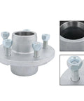 5 Lug Galvanized Trailer Hub Kit with 4.5 Inch Bolt Pattern, 3500lb Capacity, close-up view showing bolts and materials