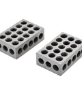 Pair Of 1 X 2 X 3 Inch Steel Blocks With 23 Holes And 0.0002 Inch Accuracy, Cross Drilled For Maximum Strength, Ideal For Milling Machine Setup Layout And Inspection Jobs, pair shown