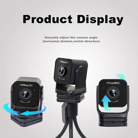Three angles of Nebula Camera For 3D Printer With Night Vision And WiFi Monitoring, showing lens and adjustable design.