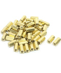 Brass Hexagonal Standoff Spacers M3 Female Thread 10mm Long Pillar Nuts 50 Pack Gold Tone For PCBs Enclosures And DIY Projects