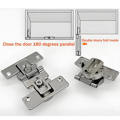 Two Piece 180 Degree Folding Hidden Door Hinge For Cabinets And Cabinet Linkage Durable Zinc Alloy Construction With Nickel Plating KASHBSAB