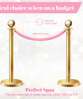 Six Pieces Velvet Stanchion Rope Set With Gold Hooks 4 Feet Each Pink Carpet Ropes illustration with dimensions.