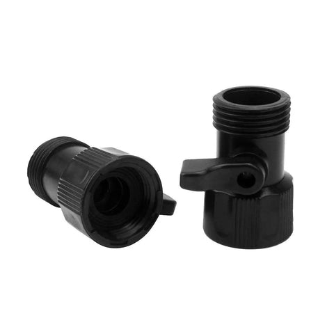 Close-up of Three Sets Hose Connector Kit For Garden Water Hose And Expandable Hose Includes Male And Female Fittings With Individual On Off Valve