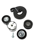 Super Cool 6PK1670 Serpentine Drive Belt Idler Pulley Kit That Fits Avenger SE And Grand Cherokee Summit Years 2013 To 2018 With Factory Testing For Easy Install And Long Service Life. kit with belt, pulleys, and bolt on white background