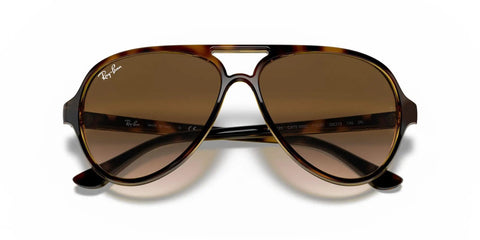 RB4125 Cats 5000 Aviator Sunglasses Unisex Medium Fit 131mm Hinge To Hinge Light Havana Frames With Clear Gradient Brown Lenses