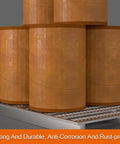 Heavy Duty Steel Forklift Pallets Built Like A Tank For Grindy Warehouse Operations holding large cylindrical barrels for industrial use.
