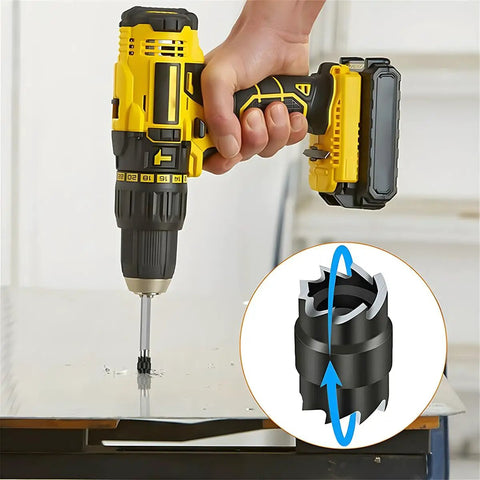 Using 14-Piece Car Spot Weld Cutter Set With 3/8 Inch HSS Drill Bits For Cutting Holes And Weld Removal on metal surface