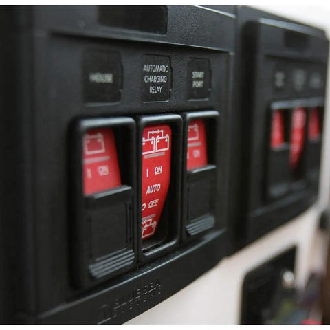Close-up of Remote Control Panel For ML Series Switches And Automatic Relays, 360 Panel System, lockout slides visible.