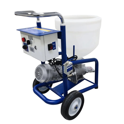 Badass Heavy Duty Putty Cement Grouting Mortar Spray Machine With 28L Hopper And 220V Power handle with mobile frame.