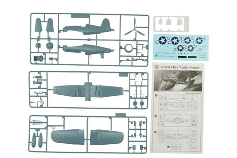 F4U-1 Pacific Theater 1:72 Plastic Model Airplane Kit With Detailed Parts, 6 Inch Wingspan, Includes 3 Decal Sheets