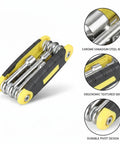 Compact 6-Piece Chrome Vanadium Hex Key Set For Furniture Assembly Bike Repair And Diy Projects Heavy Duty Folding Allen Wrench Kit, yellow handle
