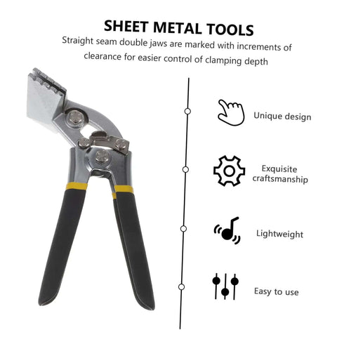 Heavy Duty Metal Bender And Edge Seamer Hand Tool For Duct Crimping with straight seam double jaws displayed on white background
