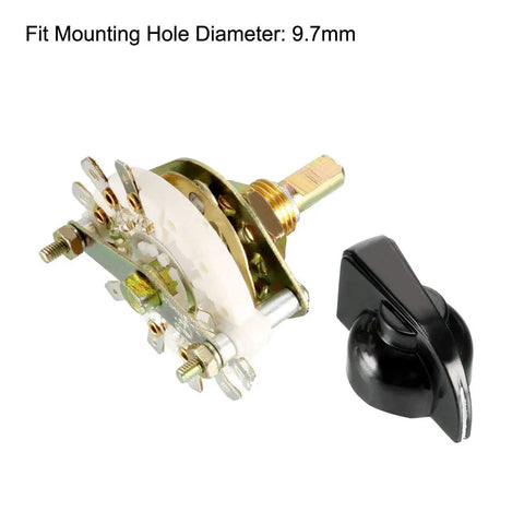 1P8T 1 Pole 8 Position Band Selector Rotary Switch With Knob For DIY Electronics, 9.7mm Mount Hole, 6mm Shaft, 1 Deck, 9 Pins