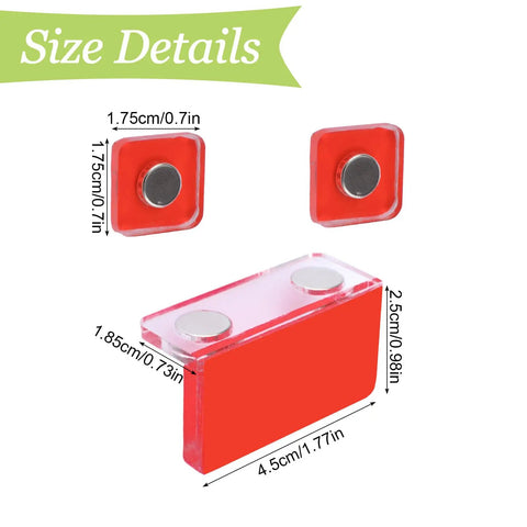 Size details of 16 Set Double Magnetic Door Latches Self Adhesive L Shaped Acrylic Door Closures Touch Catches for cabinets