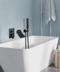 Waterfall Bathtub Faucet Wall Mounted Tub Filler With Handheld Shower Spout One Handle Shower Kit Matte Black Finish