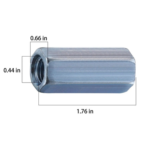 Half-Inch 13 Thread Extended Hex Nut Coupling Nuts Zinc Plated Steel Rod Connectors for DIY Projects and Industrial Use