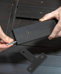 Hands assembling wood with Beefy Heavy Duty Black T Shape Corner Brackets 20 Pieces Stainless Steel With Screws