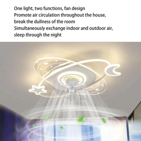 Remote Control Ceiling Fan With Dimmable Light Three Color Modes Three Speed Adjustments Plus Full 360 Degree Spin ceiling fan with illumination