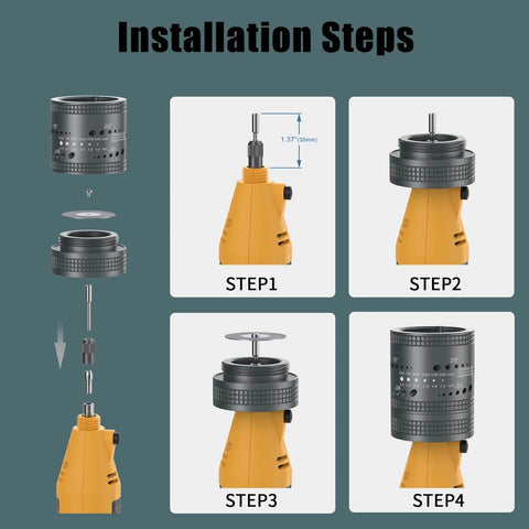 Installation steps for Tungsten Electrode Sharpener Grinder Head For TIG Welding Tools With Cut Off Slot And Six Size Eight Angles