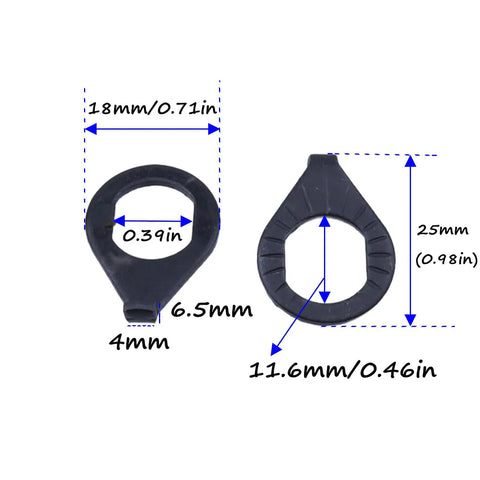 Diagram showing dimensions of safety washers from Three Eighth Inch Black Flange Bicycle Hub Nut Kit With Front And Rear Safety Washers.