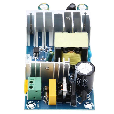 24V DC Power Supply Module 100W 6A Universal Input AC DC Converter 85 to 265V For Industrial Equipment and Control Systems Compact Board With Overload Protection and Short Circuit Safety, blue PCB with heatsink