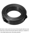Double Split Shaft Collar 1 3 8 Inch Bore, Carbon Steel Clamping Collar With Set Screw, Black Finish, Front View