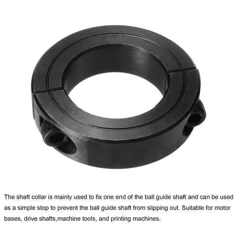 Double Split Shaft Collar 1 3 8 Inch Bore, Carbon Steel Clamping Collar With Set Screw, Black Finish, Front View