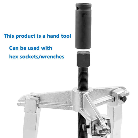 Hardcore Grease Monkey Approved Reversible Three Jaw Gear Puller Bearing Separator Removal Tool For Smooth Wheel Hub And Motor Extraction In Any Mechanic Garage with hex adapter.