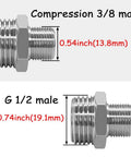 Three Pack Brass Nickel Plated Water Line Adapters One Half Inch Male To Three Eighths Inch Male Reducer Compression Fittings
