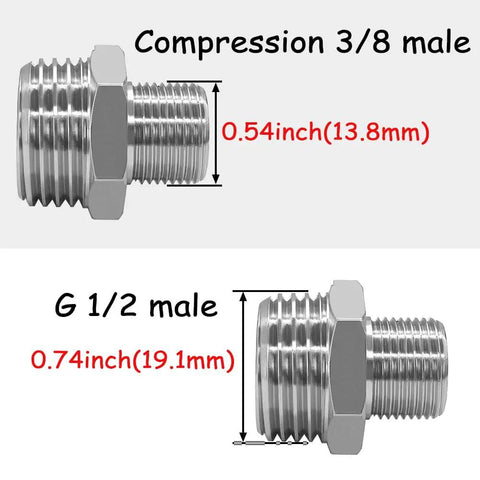 Three Pack Brass Nickel Plated Water Line Adapters One Half Inch Male To Three Eighths Inch Male Reducer Compression Fittings