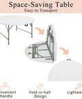 5 Ft Round Folding Table With Carrying Handle, Heavy Duty Portable Plastic Top, Sturdy Steel Legs, Fold-in-half Design