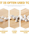 White ceramic kiln nails; 50-piece set of cone-shaped, high-temperature refractory supports.