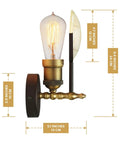 Industrial Rustic Wall Sconce Lamp With Wall Mount Dope Retro Vertical Lighting PAR36 Aircraft Beam Headlight Steampunk Dungeon Lantern Farmhouse Fixture Victorian Style 2 Pack with dimensions