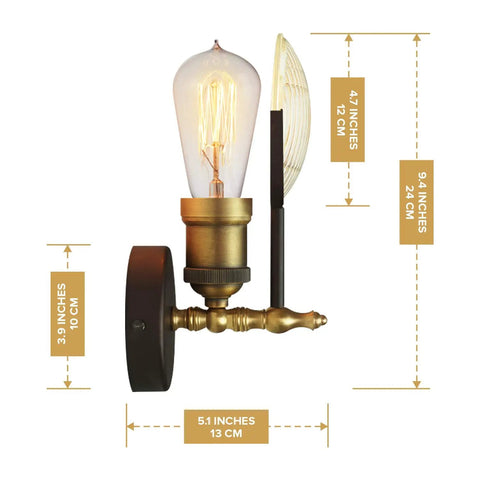 Industrial Rustic Wall Sconce Lamp With Wall Mount Dope Retro Vertical Lighting PAR36 Aircraft Beam Headlight Steampunk Dungeon Lantern Farmhouse Fixture Victorian Style 2 Pack with dimensions