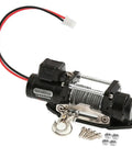 Heavy Duty Metal Electric Winch Upgraded Rc Parts For Scx10 Traxxas Tr4 Defender D90 Rc Crawler With Sealed Gear Train Remote Control Release, with metal housing and wire.