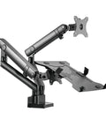 Adjustable Dual Monitor Arm Desk Mount With Smooth Mechanical Spring Height Tilt Swivel Rock Solid Clamp Base for seamless screen use.