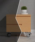 2 Inch Swivel Plate Casters With Brake Set Of 4 Heavy Duty Beefy Zinc Plated Steel Housings on wooden cabinet with plant