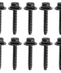 Pack Of Ten Tough Grade Black Instrument Panel And Door Trim Specialty Screws Metric M4 Thread X 25mm Seven Millimeter Hex Washers