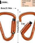 Locking Carabiner 25kN UIAA Certified Beefy Heavy Duty Climbing Carabiner with dimensions and specifications displayed