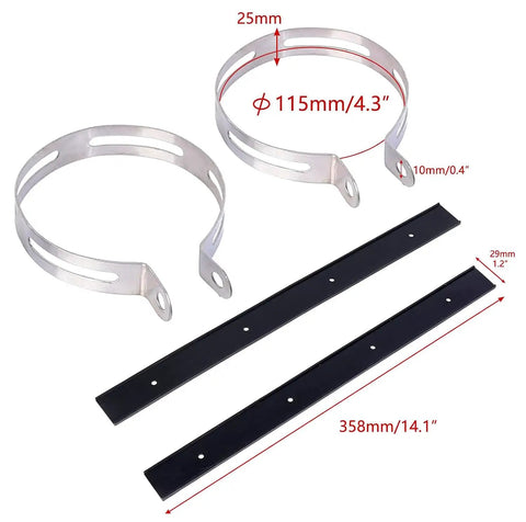 Heavy Duty Exhaust Muffler Clamp Bracket With Rubber Kit For GY6 50cc 125cc And 150cc Scooters And Mopeds 115mm, components view