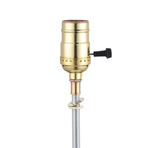 DIY Lamp Repair Hardware Kit With Zinc Plated 12 Inch All Thread Lamp Pipes One Eighth Inch Thread Washers And Nuts Two Piece Set For Rewiring And Restoring Lamps shown installed.