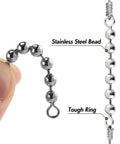 50 Pack Fishing Bead Chain Swivels For Catfish Stainless Steel Bead Chain Swivels With 360 Degree Rotation And Corrosion Resistant Design For Freshwater And Saltwater Tackle Rig Gear, close-up of stainless steel bead chain swivels