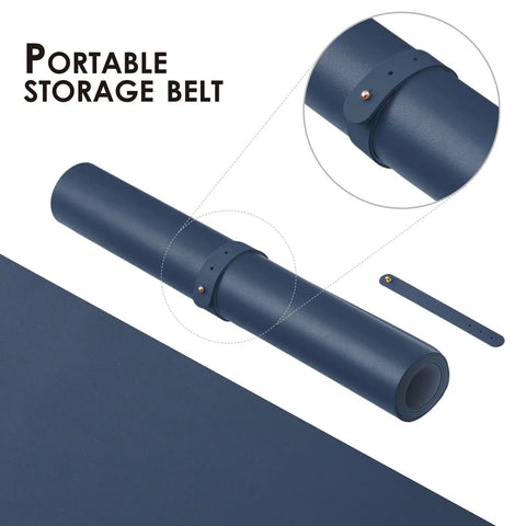 Leather Desk Pad For Home Office And Workspace Non Slip PU Desk Mat Large Desk Pad With Protective Surface Dark Blue rolled