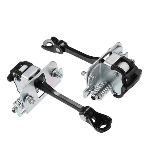 Door Check Strap For Partner Tepee And Similar Vans, Heavy Duty Door Hinge Limiter With Multi Level Opening shown in metal finish