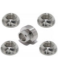 Anti-Theft Locking Nuts 5/16-18 Stainless Steel Security Kit With 4 Locks And 1 Key, shown in polished finish, 304 stainless steel angle